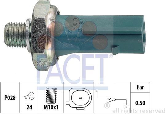 FACET 7.0196 - Датчик, давление масла unicars.by