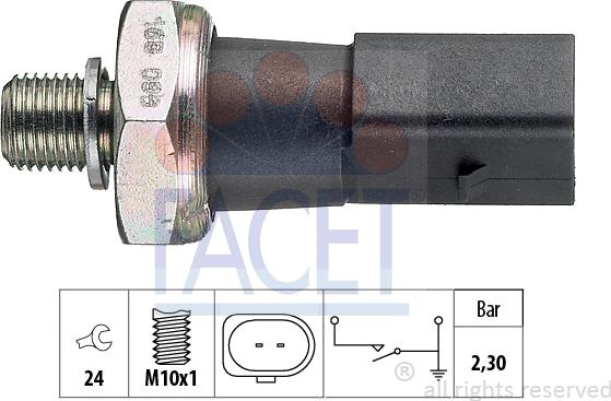 FACET 7.0190 - Датчик, давление масла unicars.by