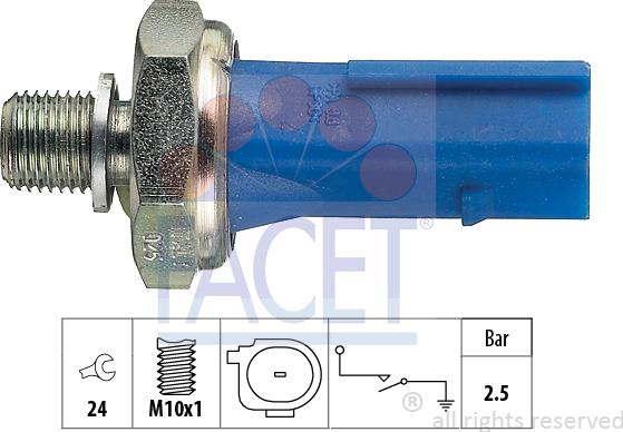 FACET 7.0192 - Датчик, давление масла unicars.by