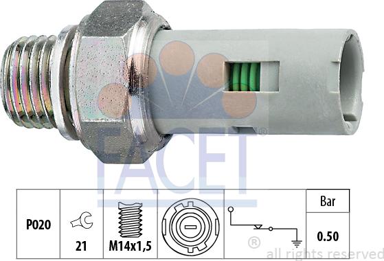 FACET 7.0151 - Датчик, давление масла unicars.by