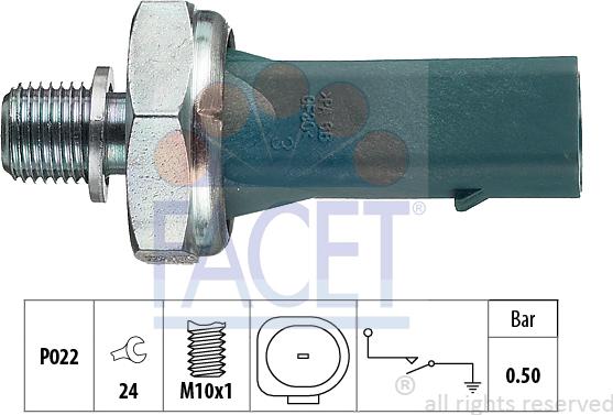 FACET 7.0139 - Датчик, давление масла unicars.by