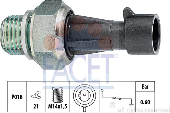 FACET 7.0129 - Датчик, давление масла unicars.by