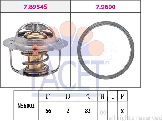 FACET 7.8954 - Термостат охлаждающей жидкости / корпус unicars.by