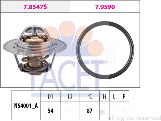 FACET 7.8547 - Термостат охлаждающей жидкости / корпус unicars.by