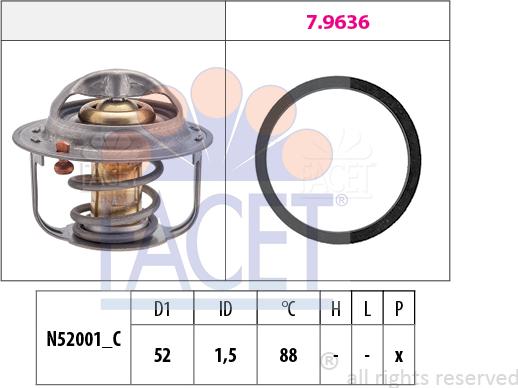 FACET 7.8554 - Термостат охлаждающей жидкости / корпус unicars.by