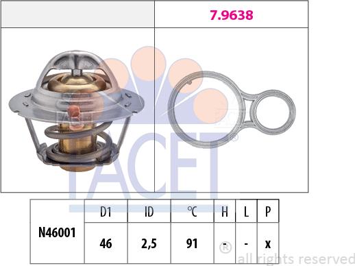 FACET 7.8524 - Термостат охлаждающей жидкости / корпус unicars.by