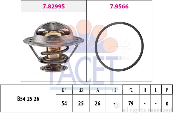 FACET 7.8525 - Термостат охлаждающей жидкости / корпус unicars.by