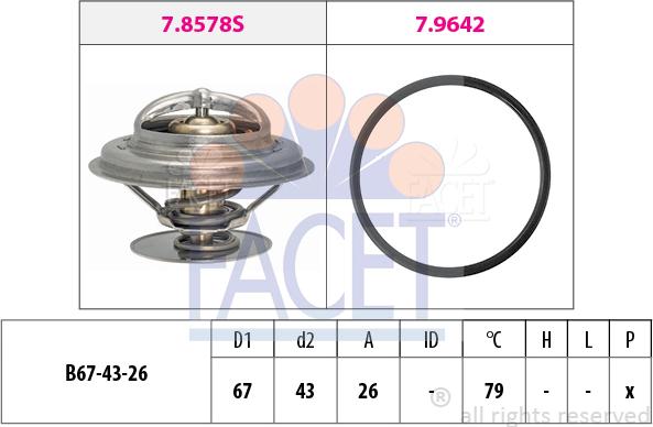 FACET 7.8578 - Термостат охлаждающей жидкости / корпус unicars.by