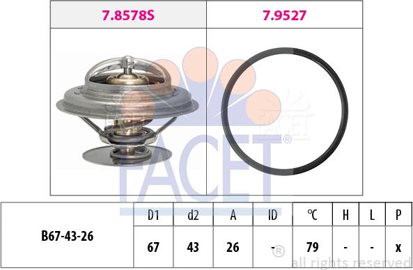 FACET 7.8577 - Термостат охлаждающей жидкости / корпус unicars.by