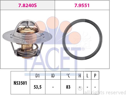 FACET 7.8654 - Термостат охлаждающей жидкости / корпус unicars.by