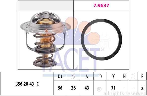 FACET 7.8650 - Термостат охлаждающей жидкости / корпус unicars.by