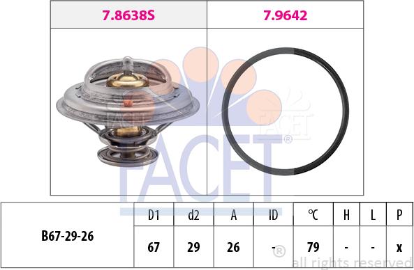 FACET 7.8638 - Термостат охлаждающей жидкости / корпус unicars.by