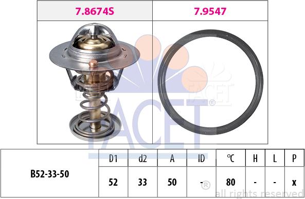 FACET 7.8674 - Термостат охлаждающей жидкости / корпус unicars.by