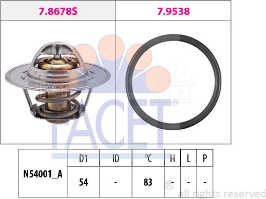 FACET 7.8678 - Термостат охлаждающей жидкости / корпус unicars.by