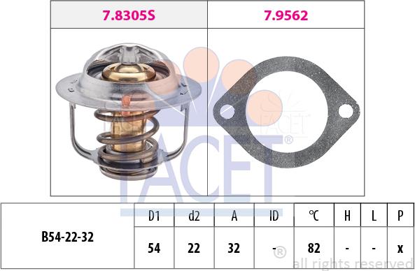 FACET 7.8306 - Термостат охлаждающей жидкости / корпус unicars.by