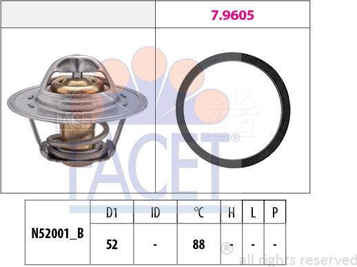 FACET 7.8312 - Термостат охлаждающей жидкости / корпус unicars.by