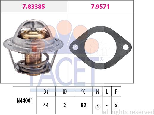 FACET 7.8338 - Термостат охлаждающей жидкости / корпус unicars.by