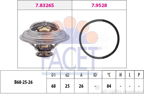 FACET 7.8326 - Термостат охлаждающей жидкости / корпус unicars.by