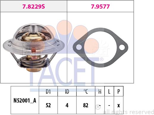 FACET 7.8244 - Термостат охлаждающей жидкости / корпус unicars.by