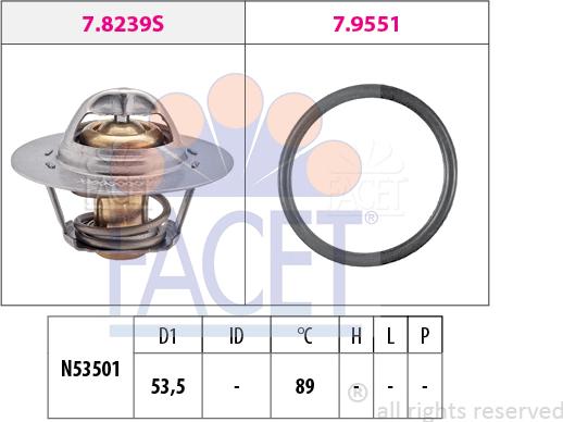 FACET 7.8239 - Термостат охлаждающей жидкости / корпус unicars.by