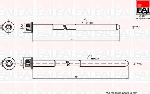 FAI AutoParts B1625 - Комплект болтов головки цилиндра unicars.by