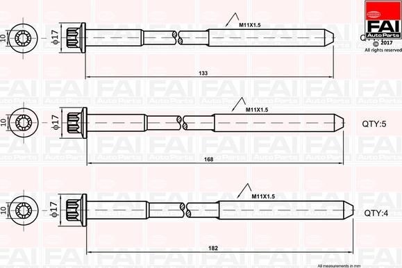 FAI AutoParts B1058 - Комплект болтов головки цилиндра unicars.by