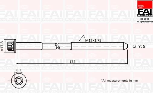 FAI AutoParts B1060 - Комплект болтов головки цилиндра unicars.by