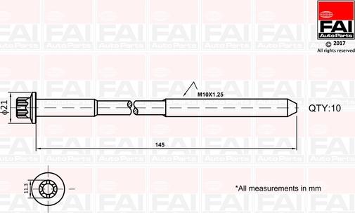 FAI AutoParts B1140 - Комплект болтов головки цилиндра unicars.by