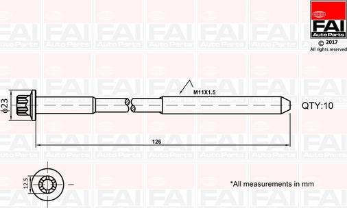 FAI AutoParts B1139 - Комплект болтов головки цилиндра unicars.by