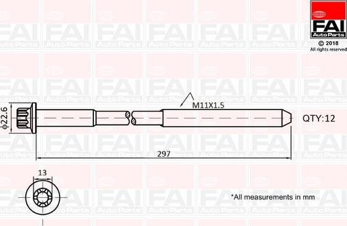 FAI AutoParts B1137 - Комплект болтов головки цилиндра unicars.by