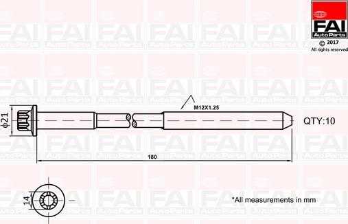 FAI AutoParts B2111 - Комплект болтов головки цилиндра unicars.by