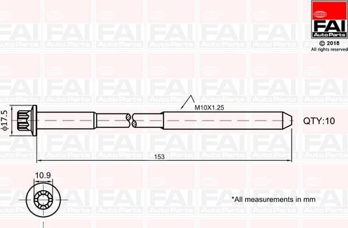 FAI AutoParts B701 - Комплект болтов головки цилиндра unicars.by