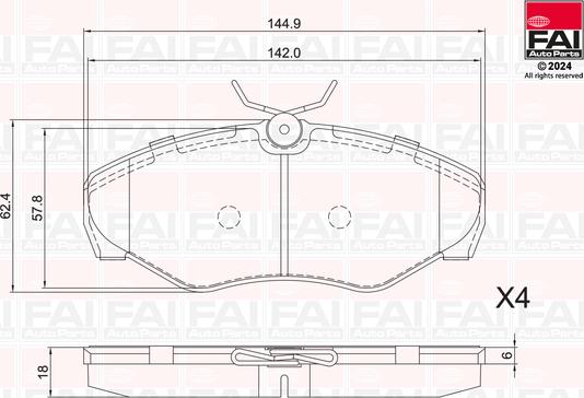 FAI AutoParts BP144 - Тормозные колодки, дисковые, комплект unicars.by