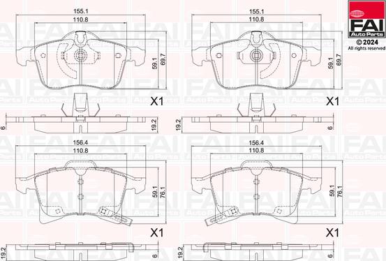 FAI AutoParts BP143 - Тормозные колодки, дисковые, комплект unicars.by