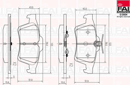 FAI AutoParts BP142 - Тормозные колодки, дисковые, комплект unicars.by