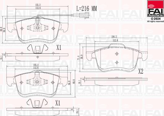 FAI AutoParts BP169 - Тормозные колодки, дисковые, комплект unicars.by