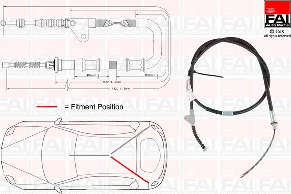 FAI AutoParts FBC0152 - Тросик, cтояночный тормоз unicars.by