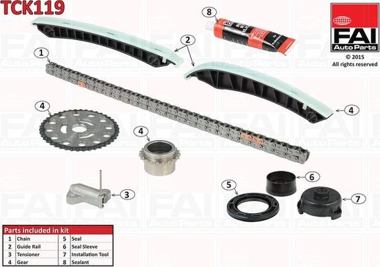 FAI AutoParts TCK119 - Комплект цепи привода распредвала unicars.by