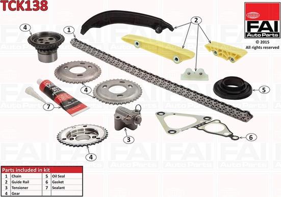 FAI AutoParts TCK138 - Комплект цепи привода распредвала unicars.by