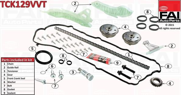 FAI AutoParts TCK129VVT - Комплект цепи привода распредвала unicars.by