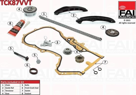 FAI AutoParts TCK87VVT - Комплект цепи привода распредвала unicars.by