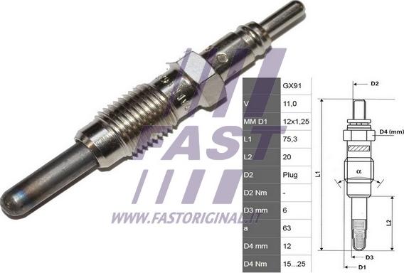 Fast FT82728 - Свеча накаливания unicars.by