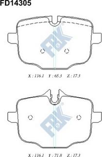 FBK FD14305 - Тормозные колодки, дисковые, комплект unicars.by