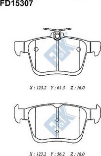 FBK FD15307 - Тормозные колодки, дисковые, комплект unicars.by