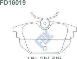 FBK FD16019 - Тормозные колодки, дисковые, комплект unicars.by