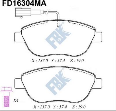 FBK FD16304MA - Тормозные колодки, дисковые, комплект unicars.by