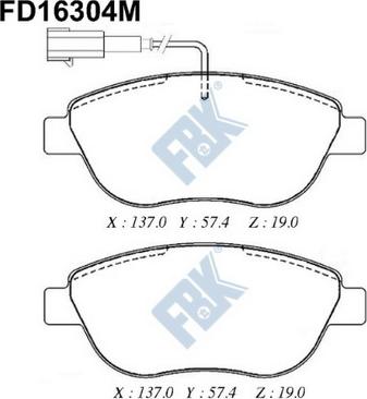 FBK FD16304M - Тормозные колодки, дисковые, комплект unicars.by