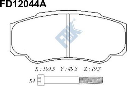 FBK FD12044A - Тормозные колодки, дисковые, комплект unicars.by