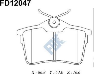 FBK FD12047 - Тормозные колодки, дисковые, комплект unicars.by