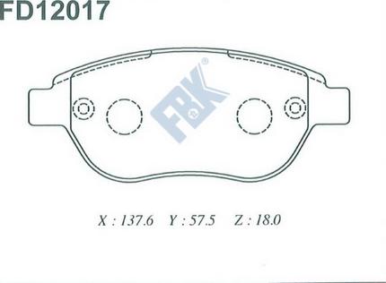 FBK FD12017 - Тормозные колодки, дисковые, комплект unicars.by